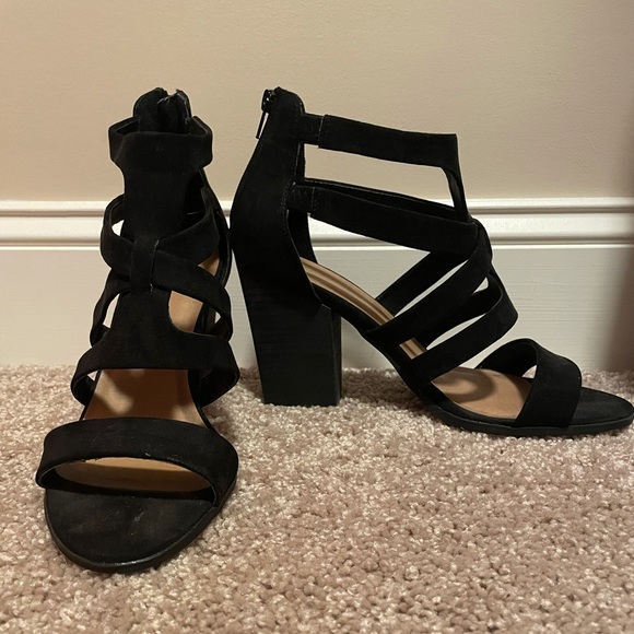 Black Strappy Heeled Sandals